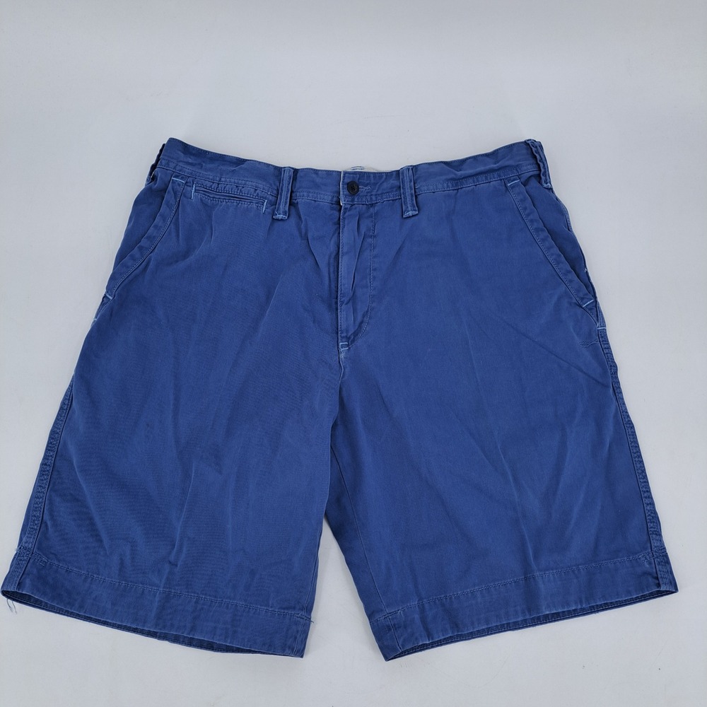 Polo Ralph Lauren Chino Shorts Mens 36 Cotton Blue Solid Flat Front Classic Prep